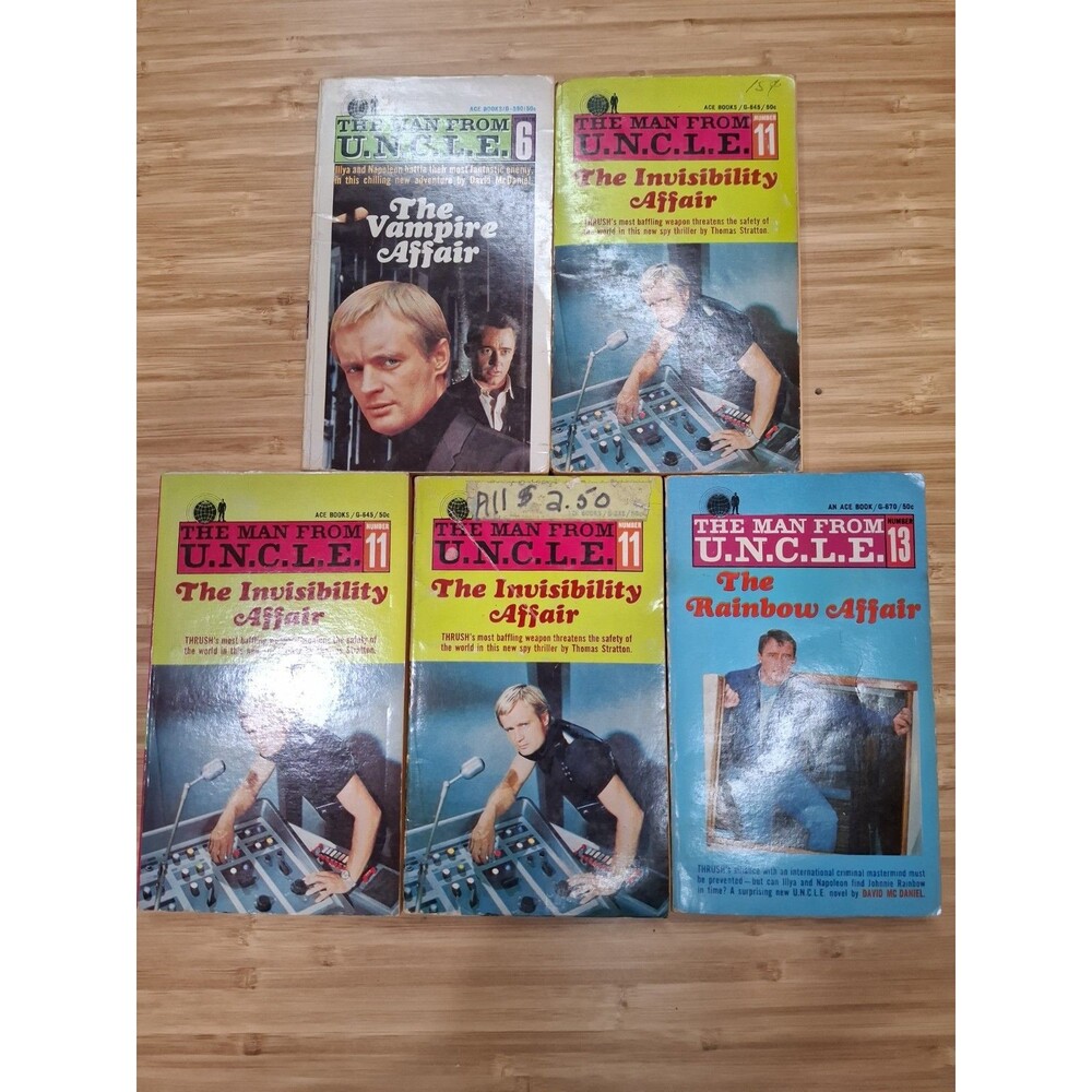 Vintage The Man From U.N.C.L.E. Paperback Book Lot of 5 Ace 1960s Spy